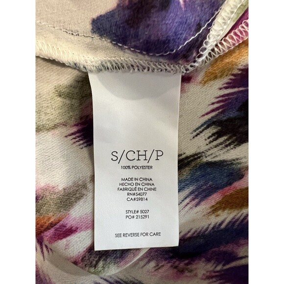 CAbi Top Women’s Small Colorful Print Short Sleeve Feather Blouse 5027 - Picture 4 of 6